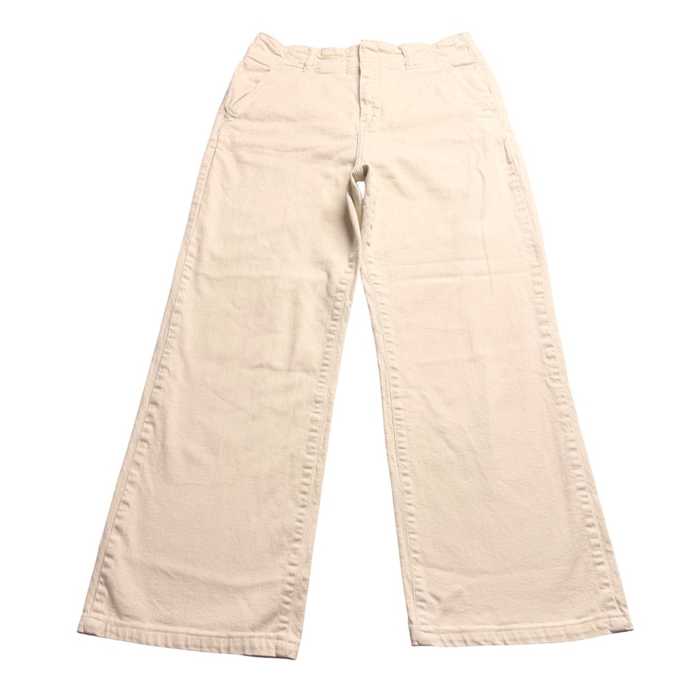 Pilcro Anthropologie Cream Wide Leg Denim Pants Size 31 Off White High Rise